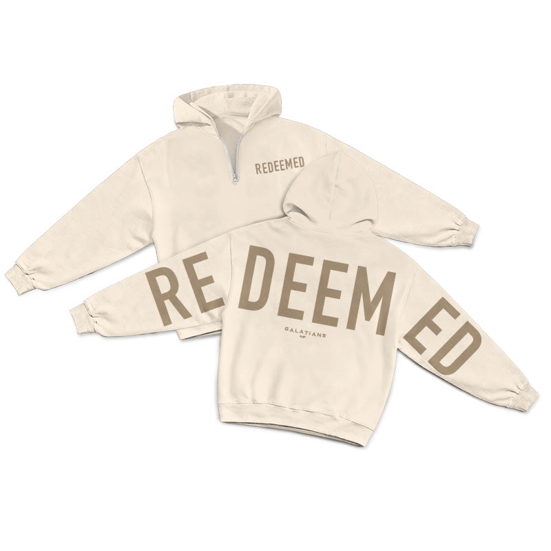 Redeemed Galatians 2:20 Print Half Zip Hoodie - Apricot - US32-34(5XL) - image 11