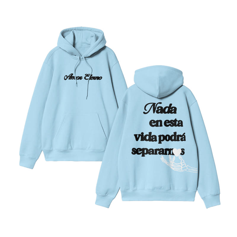 Unisex 100% Cotton Nada En Esta Vida Podrá Separarnos Print Couple Hoodie - Blue - US16-18(2XL) - image 8
