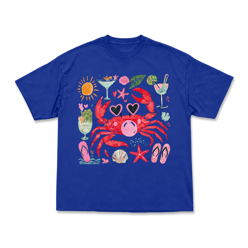 Coastal Crab Watercolor Graphic T-Shirt - Blue - US16-18(2XL) - image 7