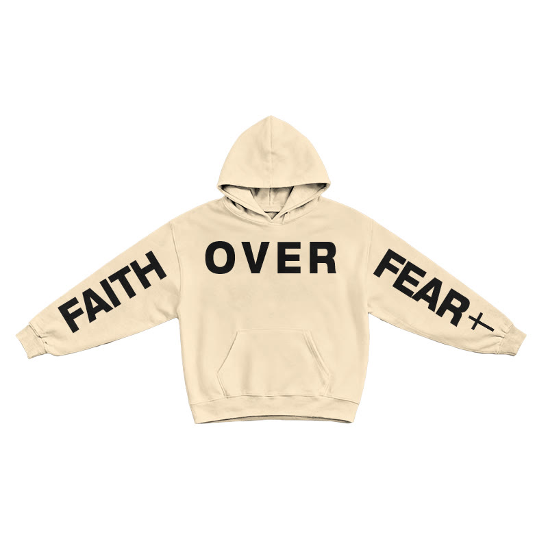 Faith Over Fear Creative Print Hoodie - Apricot - US16-18(2XL) - image 4