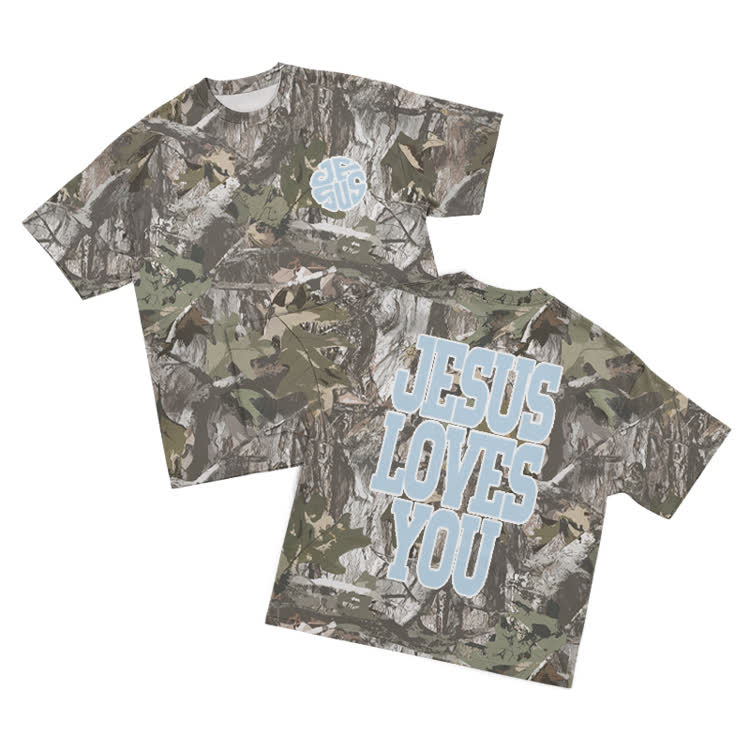 Street Camo Graphic Faith Message Fit T-Shirt - Light Blue - 8XL - image 4