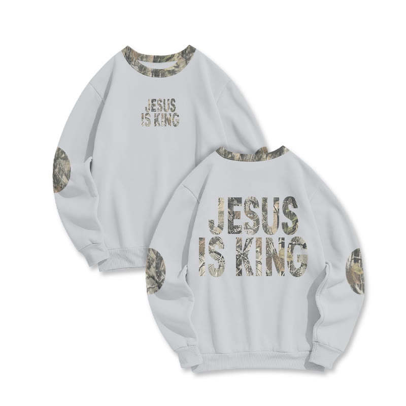 Jesus Is King Dead Leaves Camouflage Print Sweatshirt - Grey - 6XL - image 5