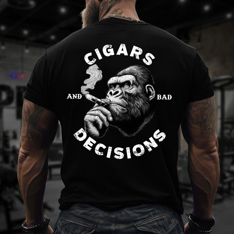 Gym 100% Cotton Cigars Decision Print T-shirt - Black - US16-18(2XL) - image 3