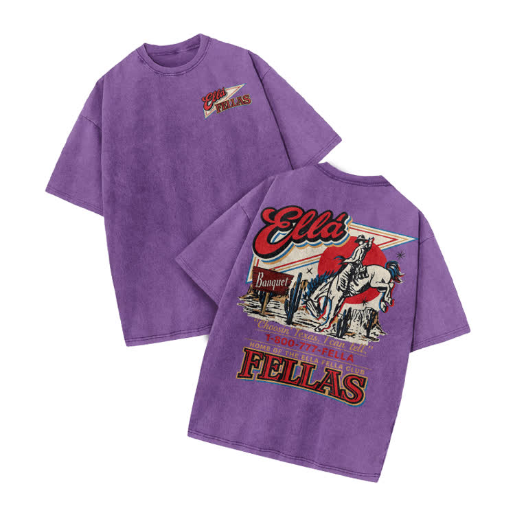 Vintage Western Rider Graphic Print Acid Washed T-shirt - Purple - US20-22(3XL) - image 8
