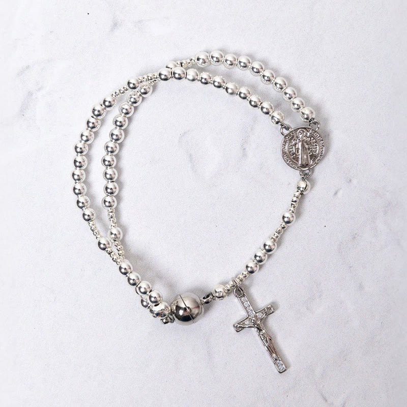 Virgin Mary Cross Charm Bracelet - Silver - one size - image 6