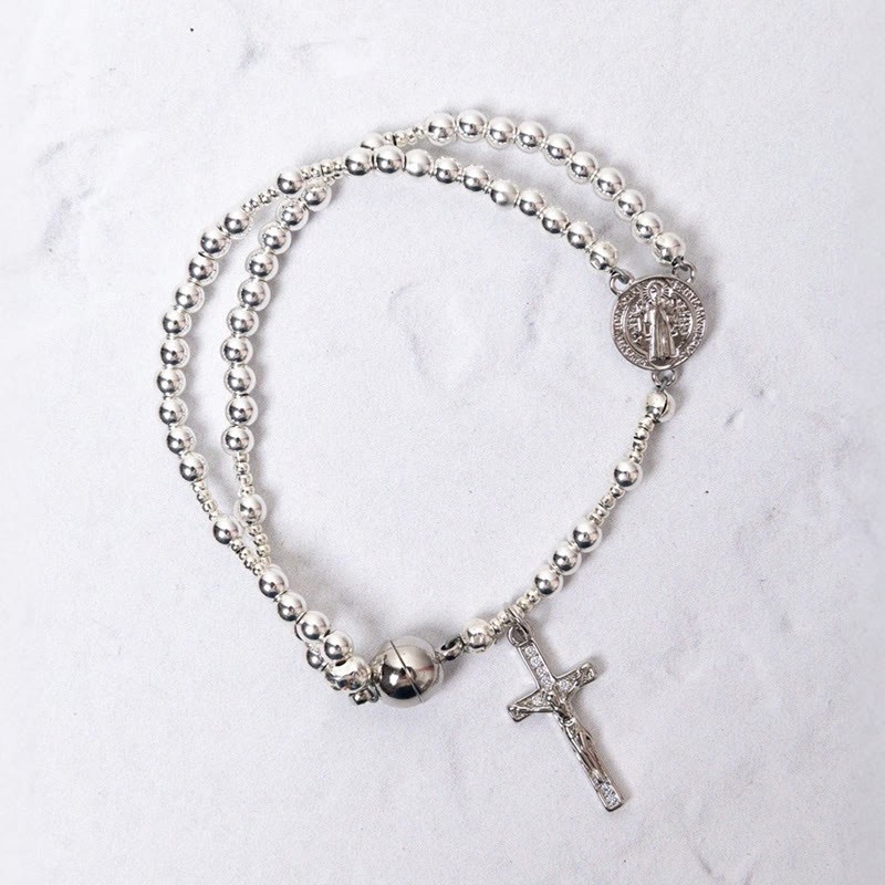 Virgin Mary Cross Charm Bracelet - Silver - one size - image 6