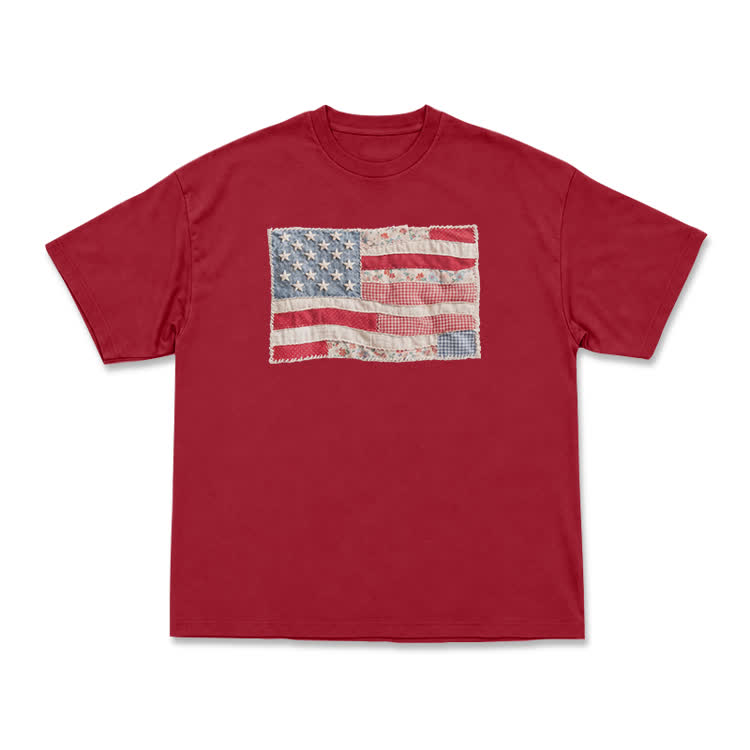 Vintage Flag Graphic Print T-Shirt - Red - US16-18(2XL) - image 12