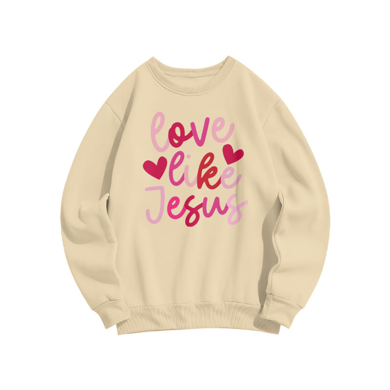 Love Like Jesus Heart Patterns Valentine's Day Print Sweatshirt - Apricot - US16-18(2XL) - image 5