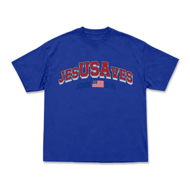 Everyday Vintage Jesusaves Graphic T-Shirt - Blue - US16-18(2XL) - image 11