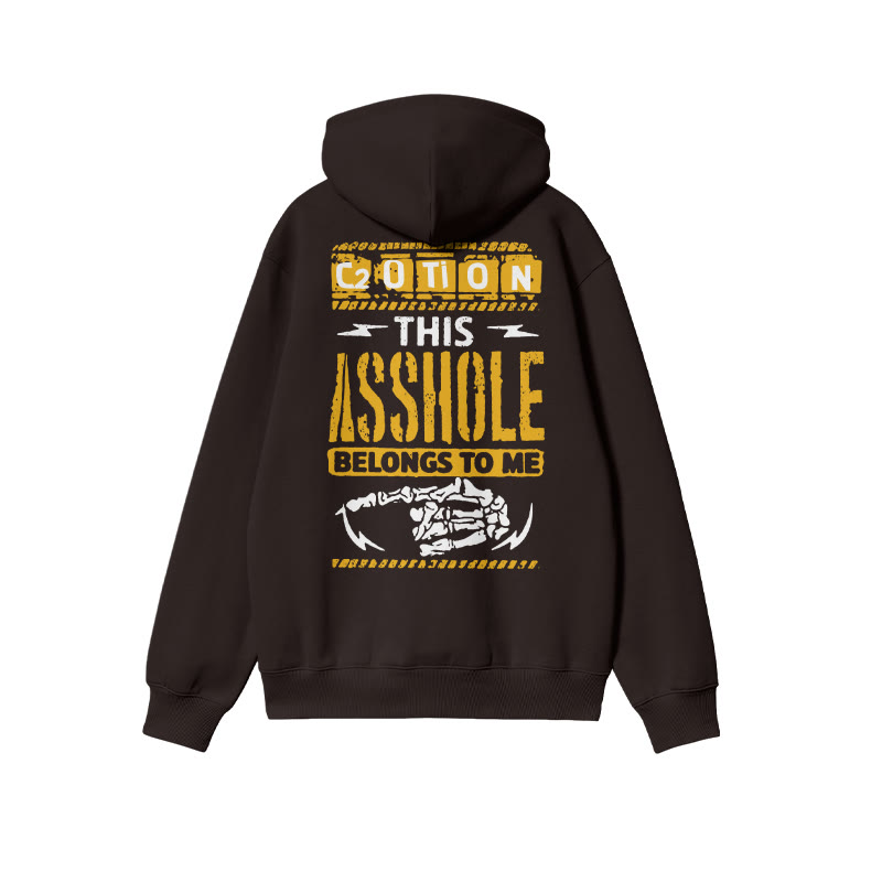 Unisex This A**hole Belongs Me Print Hoodie - Coffee - 2XL - image 5