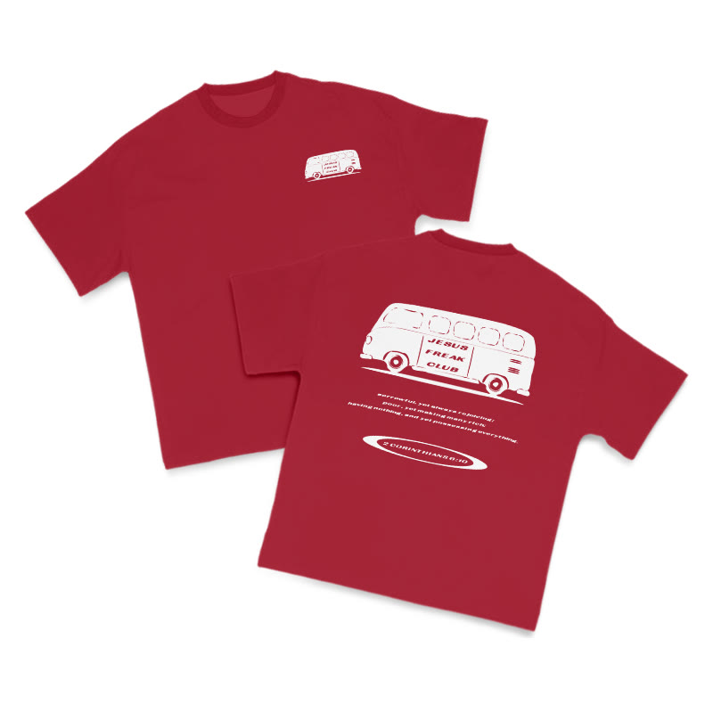 Jesus Freak Club Bus Print T-shirt - Red - US16-18(2XL) - image 13