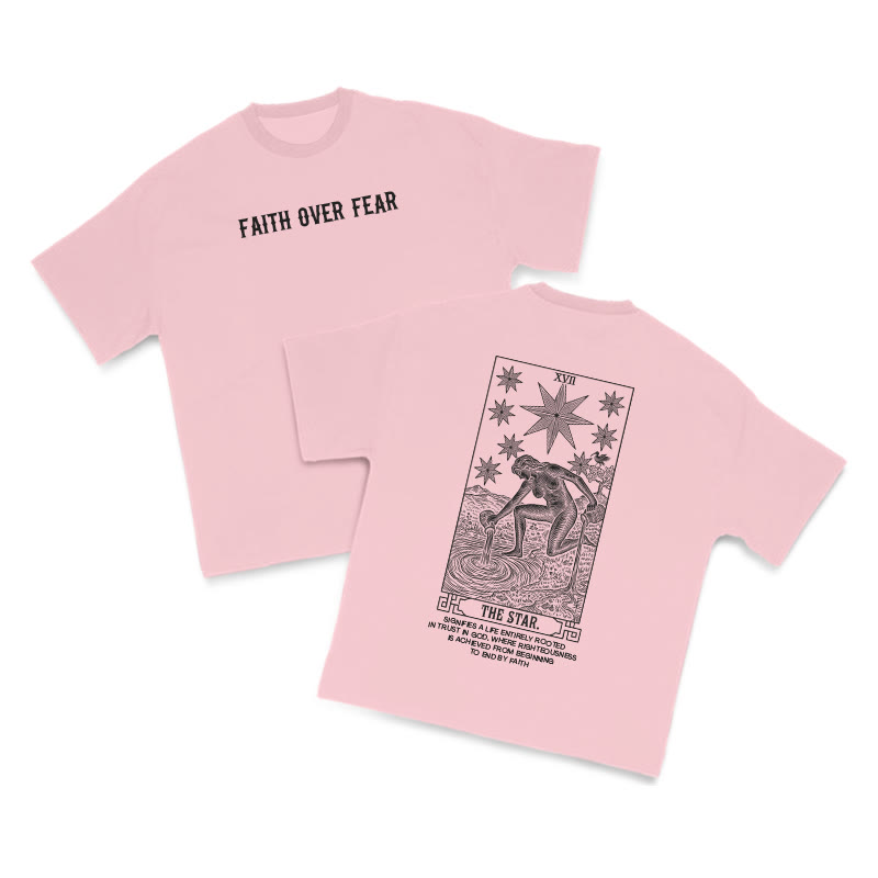 Faith Over Fear Tarot The Star Print T-shirt - Pink - US16-18(2XL) - image 13
