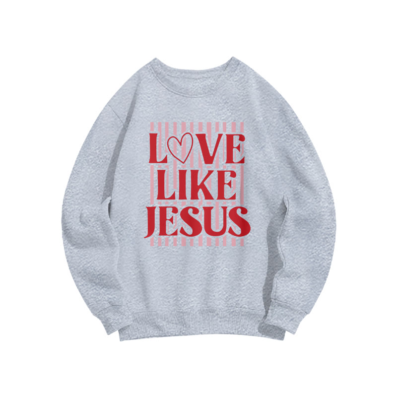 Love Like Jesus Striped Valentine's Day Print Sweatshirt - Grey - US16-18(2XL) - image 4
