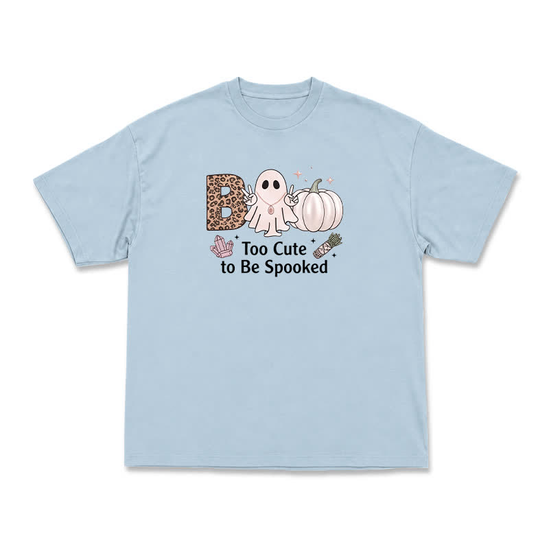 Relaxed Fit Halloween Ghost Pumpkin Illustration T-Shirt - Light Blue - US16-18(2XL) - image 11