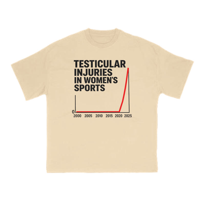 Testicular Injuries In Women's Sports Print T-shirt - Apricot - US16-18(2XL) - image 5
