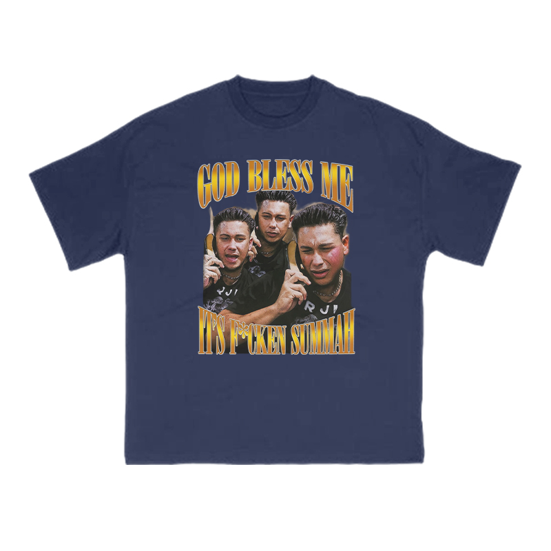 God Bless Me It's F*cken Summah Print T-shirt - Navy Blue - US16-18(2XL) - image 10