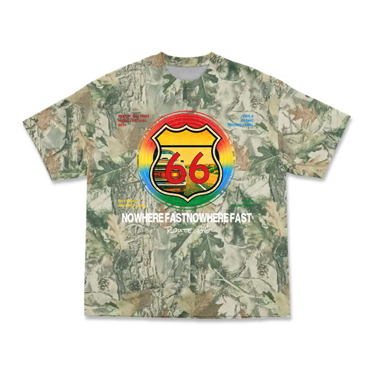 Vintage Route 66 Camo Graphic Short Sleeve T-Shirt - Green - 3XL - image 3