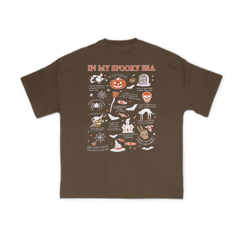 Unisex 100% Cotton In My Spooky Era Halloween Print T-shirt - Coffee - US16-18(2XL) - image 6