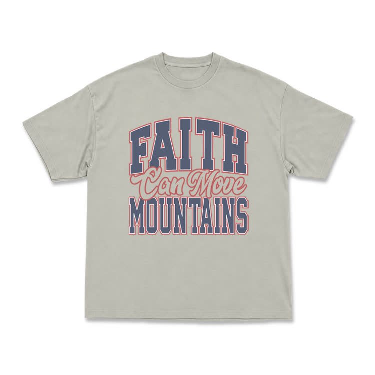 Vintage Classic Faith Can Move Mountains T-Shirt - Warm Grey - US16-18(2XL) - image 3