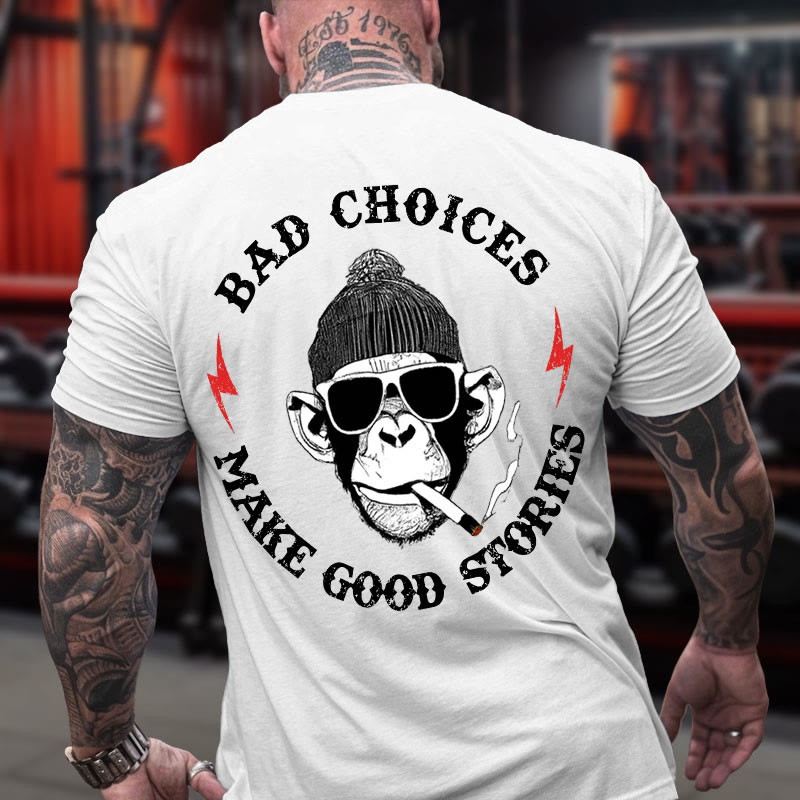 Gym 100% Cotton Bad Choices Make Good Stories Print T-shirt - White - US16-18(2XL) - image 3