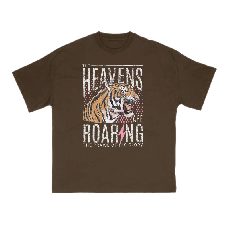 The Heavens Are Roaring The Praise Of His Glory Print T-shirt - Coffee - US16-18(2XL) - image 6