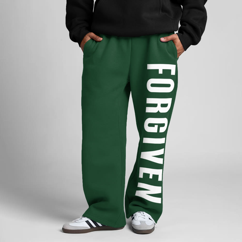 Forgiven Print Straight-leg Sweatpants - Green - 5XL - image 8