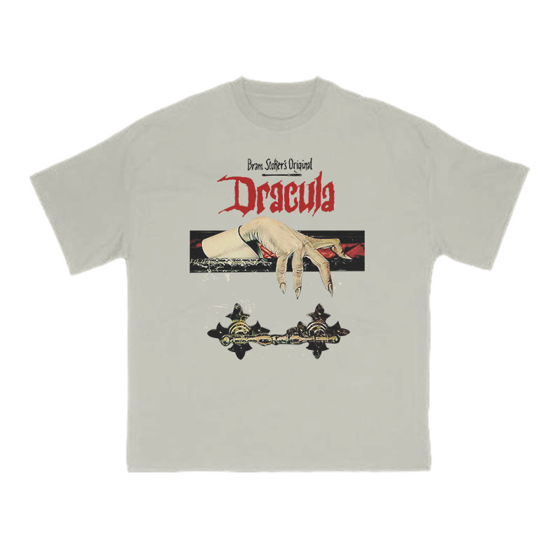 Unisex 100% Cotton Dracula Hand Print T-shirt - Warm Grey - US16-18(2XL) - image 4
