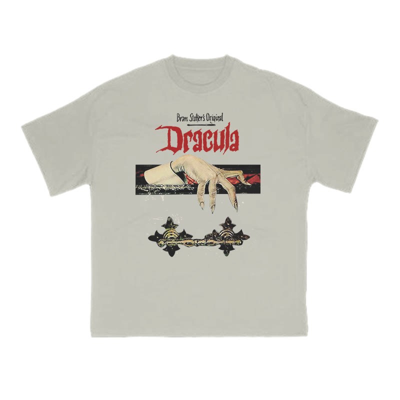 Unisex 100% Cotton Dracula Hand Print T-shirt - Warm Grey - US16-18(2XL) - image 4