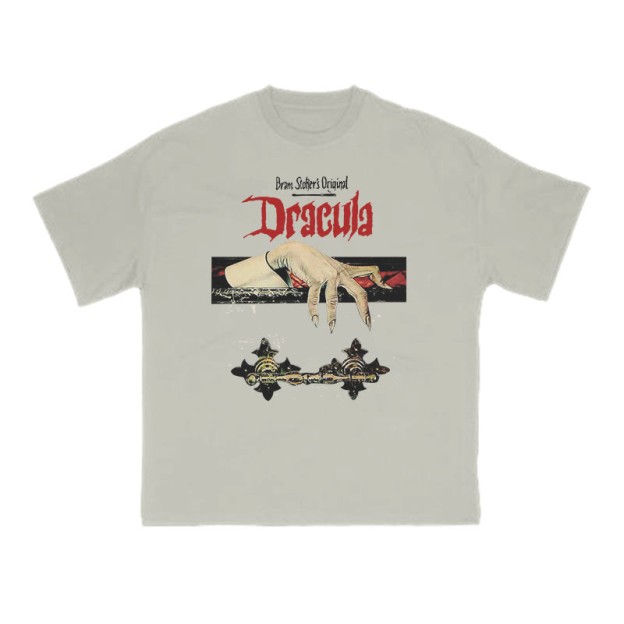 Unisex 100% Cotton Dracula Hand Print T-shirt - Warm Grey - US16-18(2XL) - image 4