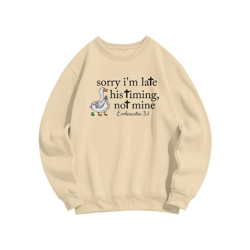 Unisex Sorry I'm Late, His Timing, Not Mine Ecclesiastes 3:1 Print Sweatshirt - Apricot - US16-18(2XL) - image 4