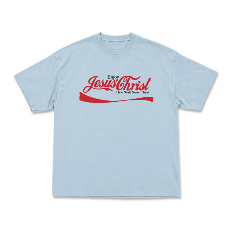 Enjoy Jesus Christ Thou Shalt Never Thirst Graphic T-Shirt - Light Blue - US16-18(2XL) - image 12
