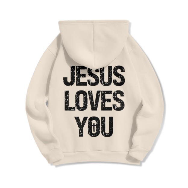 Jesus Loves You Print Half Zip Hoodie - image 7