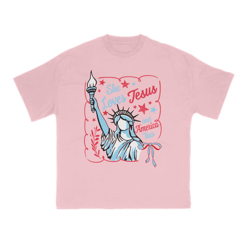 She Loves Jesus Print T-shirt - Pink - US16-18(2XL) - image 10