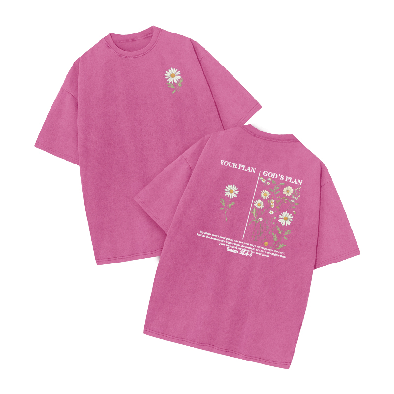 God's Plan Jeremiah 29:11 Print Acid Washed T-shirt - Pink - US20-22(3XL) - image 6