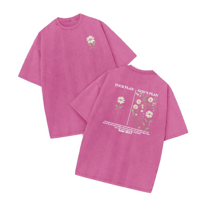 God's Plan Jeremiah 29:11 Print Acid Washed T-shirt - Pink - US20-22(3XL) - image 6