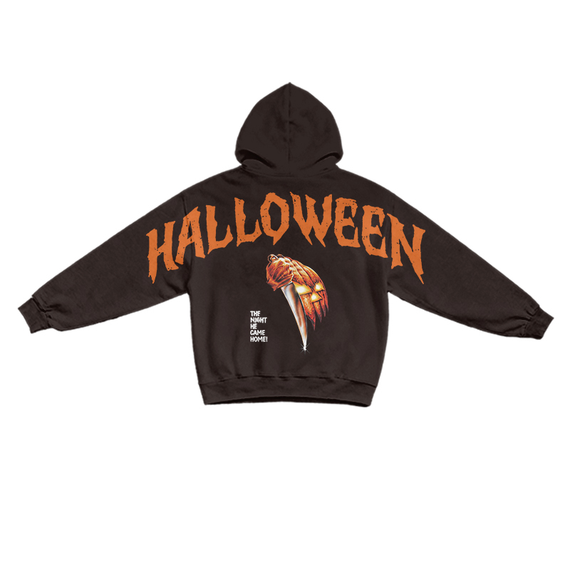 Gothic Horror Halloween Poster Graphic Hoodie - Coffee - US16-18(2XL) - image 5
