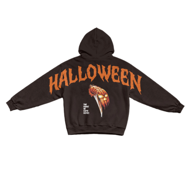 Gothic Horror Halloween Poster Graphic Hoodie - Coffee - US16-18(2XL) - image 5