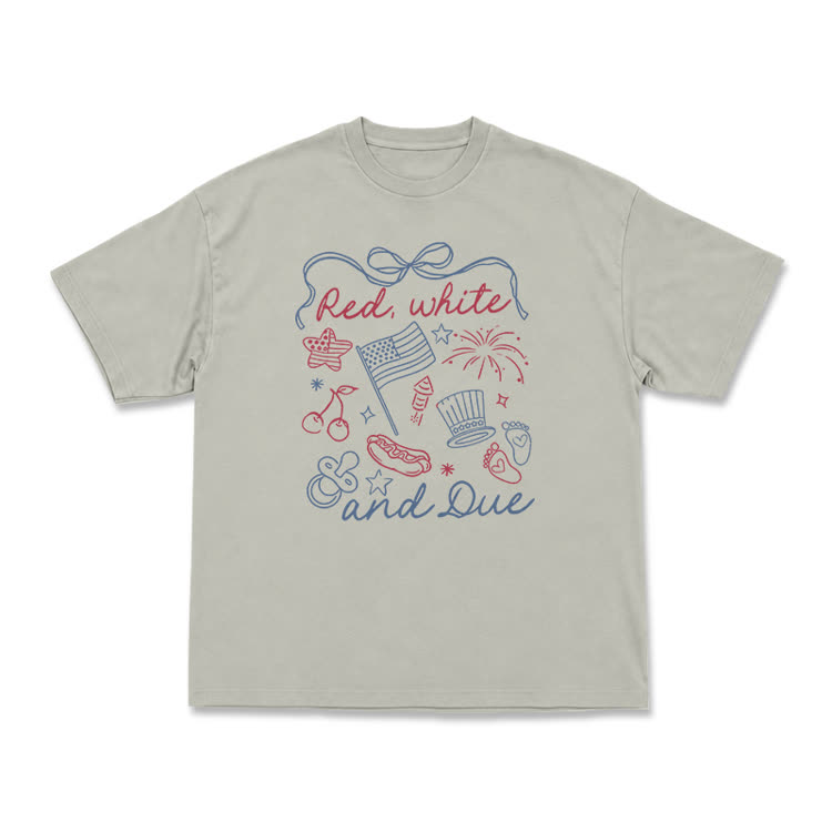 Casual Americana Doodle Patriotic Graphic Print T-Shirt - Warm Grey - US16-18(2XL) - image 9