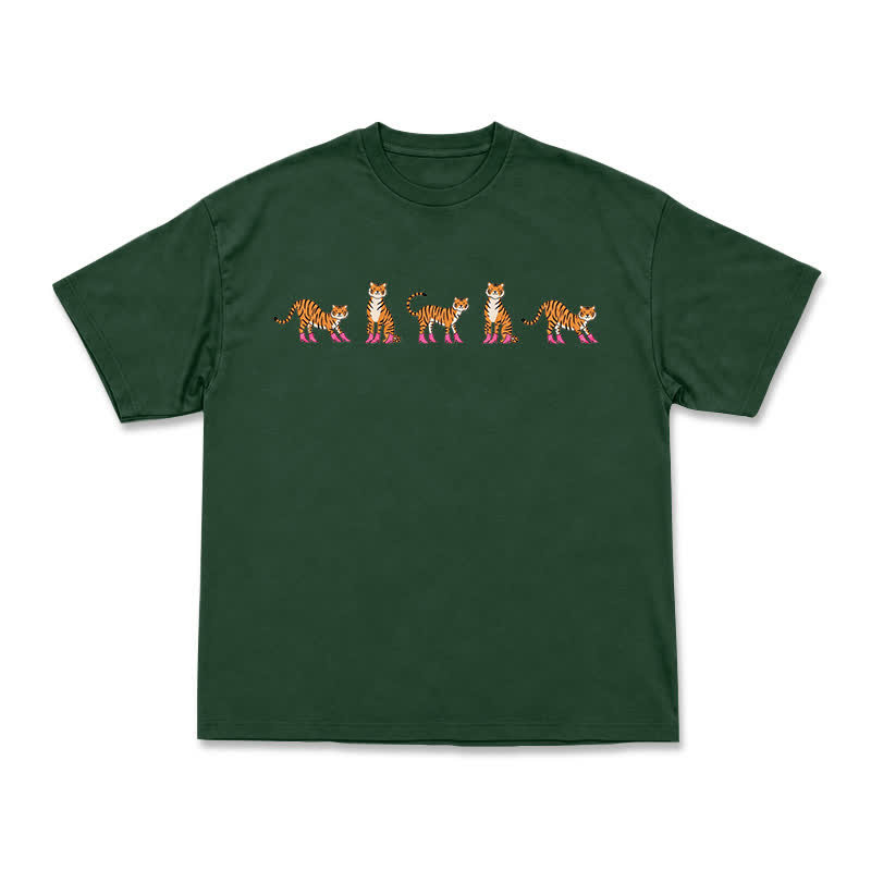 Lavender Mini Tiger Print Relaxed Fit Short Sleeve T-Shirt - Green - US16-18(2XL) - image 12