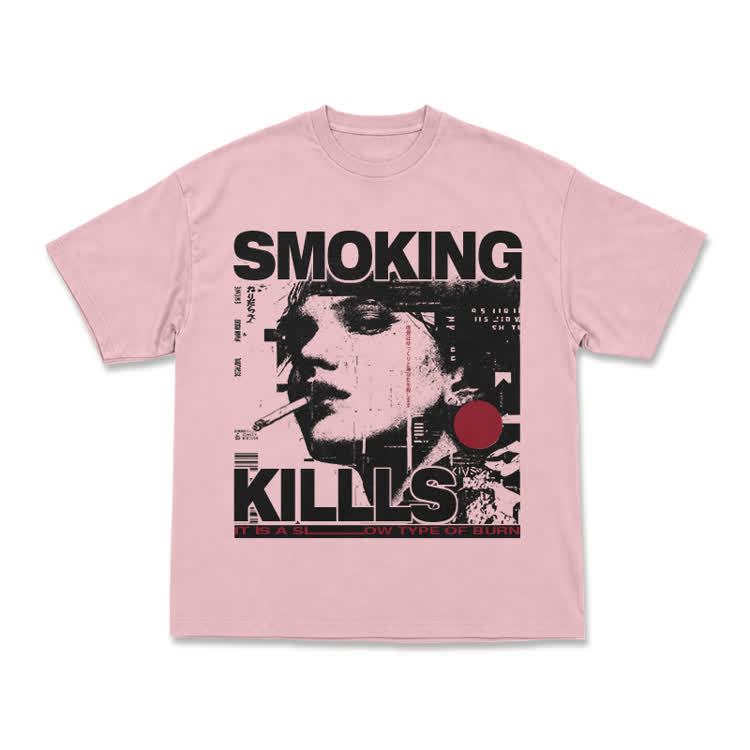 Street Rebel Smoking Kills Collage Print Graphic T-Shirt - Pink - US16-18(2XL) - image 7