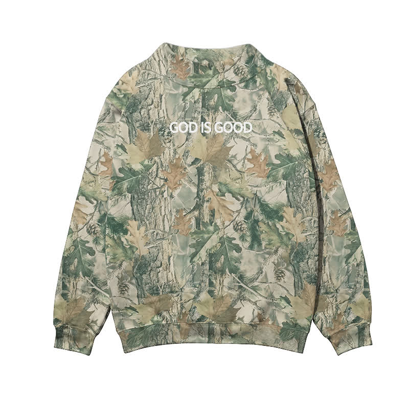 GOD IS GOOD Camo Mock Neck Sweatshirt - Green - 3XL - image 3