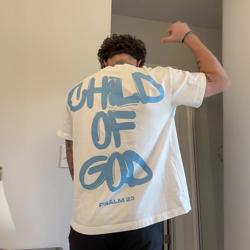 100% Cotton Child Of God Print T-shirt - Light Blue - 2XL - image 4
