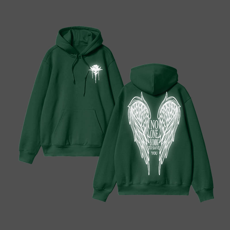 Unisex No One Is Coming To Save You Reflective Print Hoodie - Green - US16-18(2XL) - image 11
