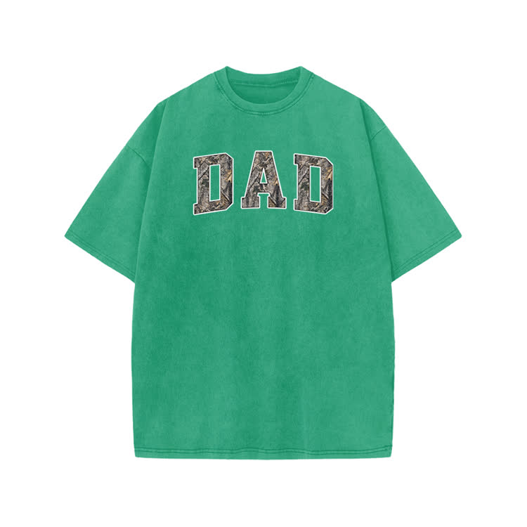 Casual Camo DAD Graphic Print Acid Washed T-shirt - Green - US20-22(3XL) - image 7