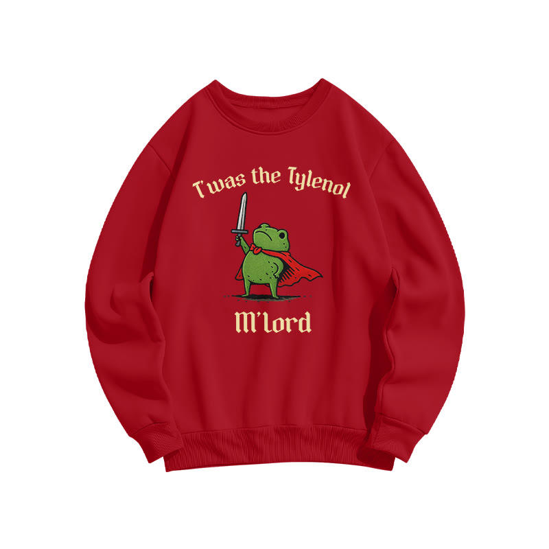 Unisex T'was The Tylenol M'lord Knight Frog Print Sweatshirt - Red - US16-18(2XL) - image 6