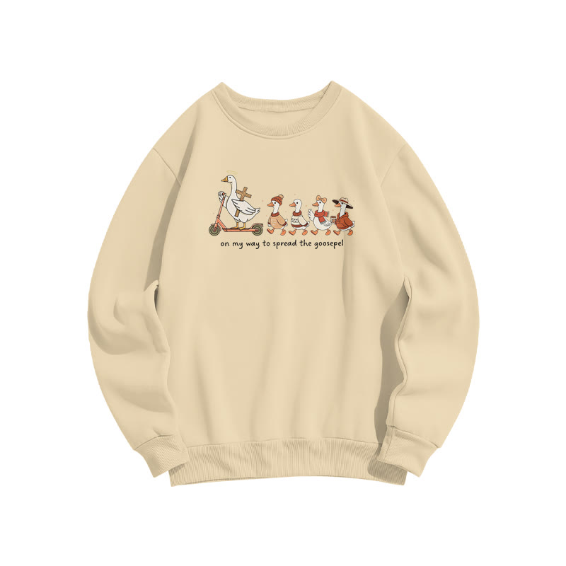 Unisex On My Way To Spread The Goosepel Print Sweatshirt - Apricot - US16-18(2XL) - image 5