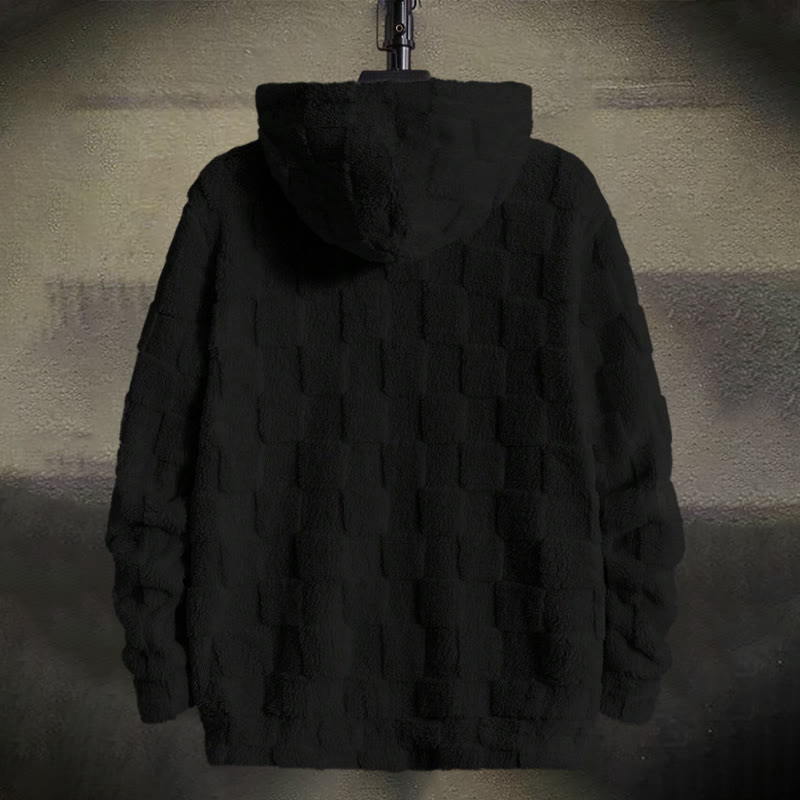 Casual Check Furry California Embroidered Hoodie