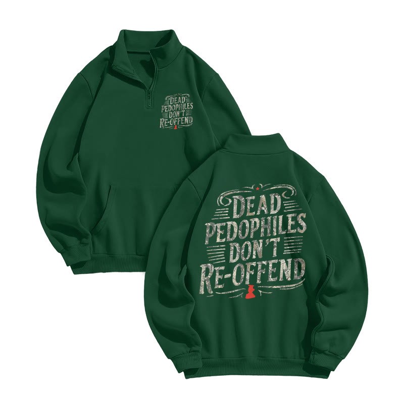 Dead Pedophiles Don't Re-offend Dead Leaves Camouflage Print Zip Sweatshirt - Green - US16-18(2XL) - image 5