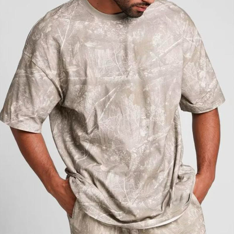 Dead Leaves Camouflage Print Causal T-shirt - image 6