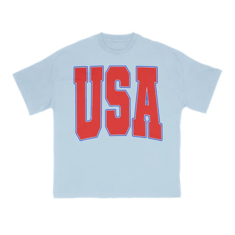 USA Print T-shirt - Light Blue - US16-18(2XL) - image 9